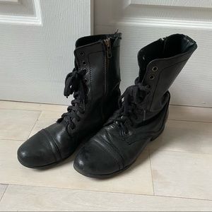 Black Steve Madden Lace Up Combat Boots